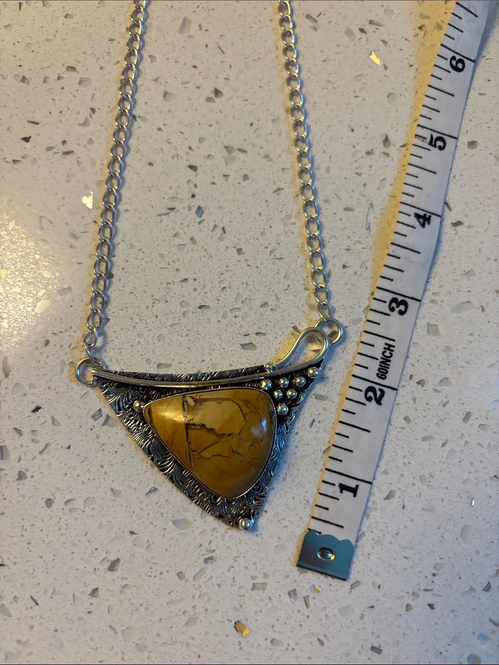 Sterling Silver Brecciated Mookaite Gemstone Statement Necklace - Picture 5 of 8